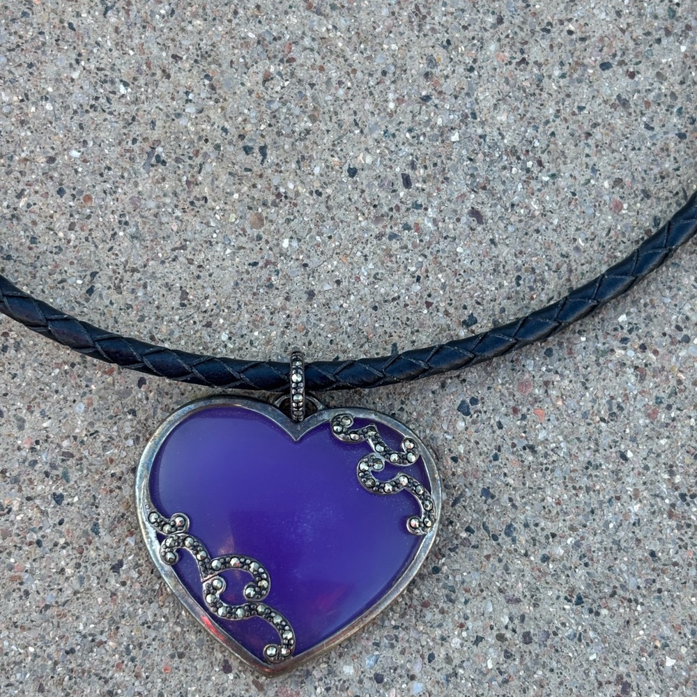 Amethyst Heart Necklace with Silver Accents
